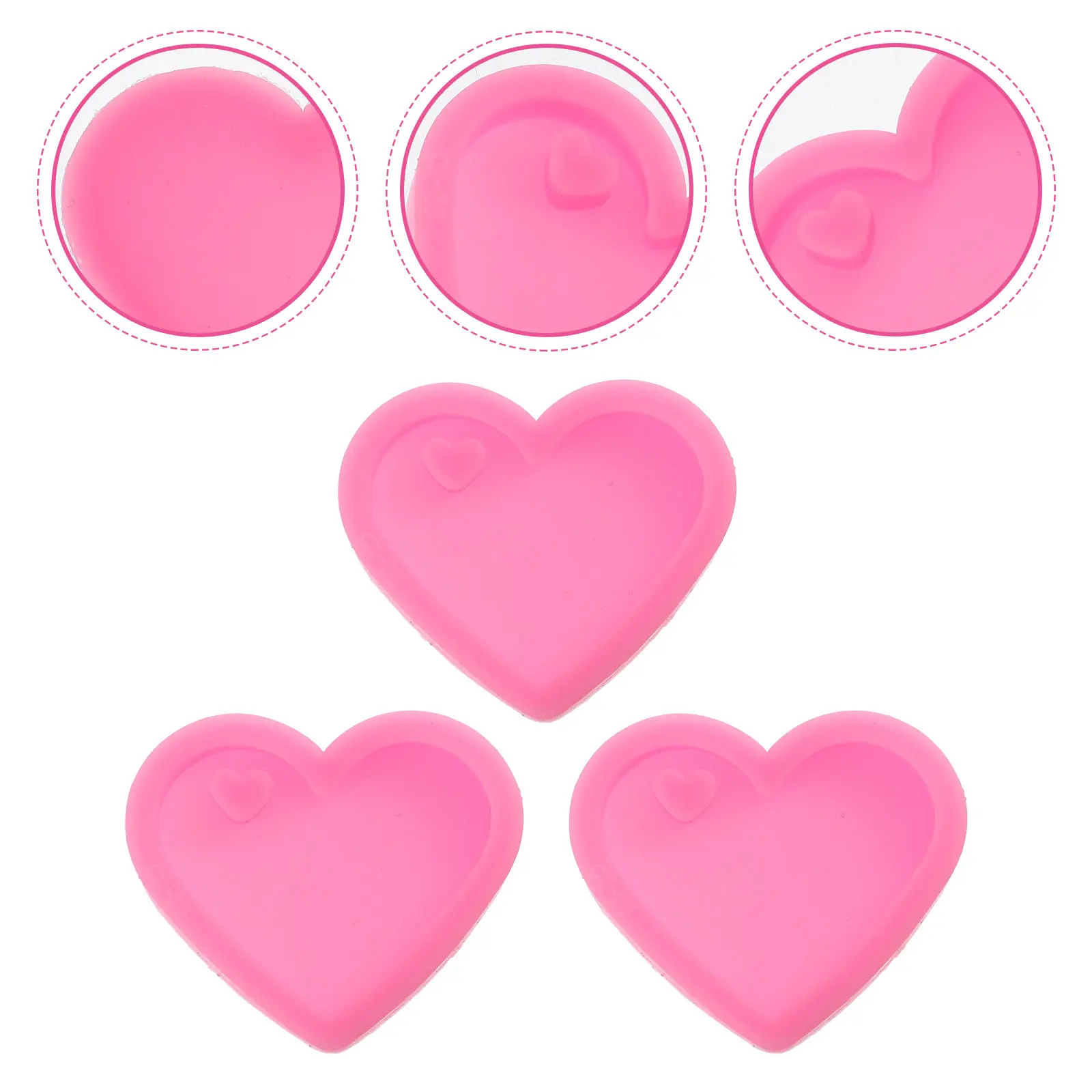 

3Pcs Heart Shape Silicone Keychain Mold for DIY Pendant Making Jewelry Craft Supplies Lightweight Portable Decorative Charm Mold