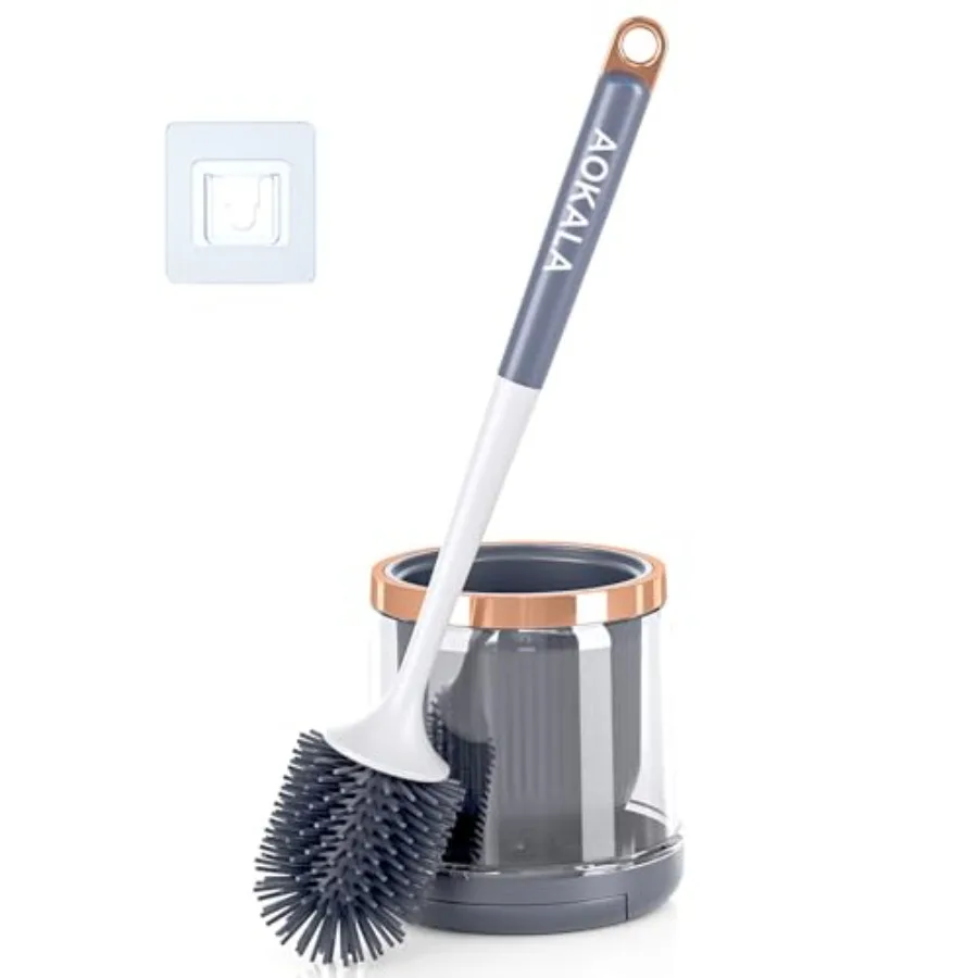

Silicone Toilet Brush and Holder Set, Toilet Bowl Brush with Tweezers Long Handle, Toilet Cleaner Brush for Bathroom Deep Clean