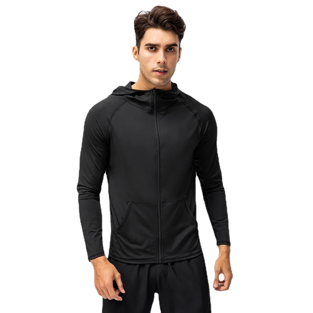 Mens Zipper Hoodie Quick-drying Tracksuit Running Training European Size Zip Up Hoodie