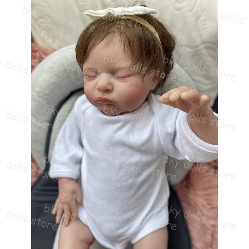 48cm Newborn Baby Size Reborn Baby Doll Laura Asleep Lifelike 3D Skin Painting Many Detailed Visible Veins Hiqh Quality