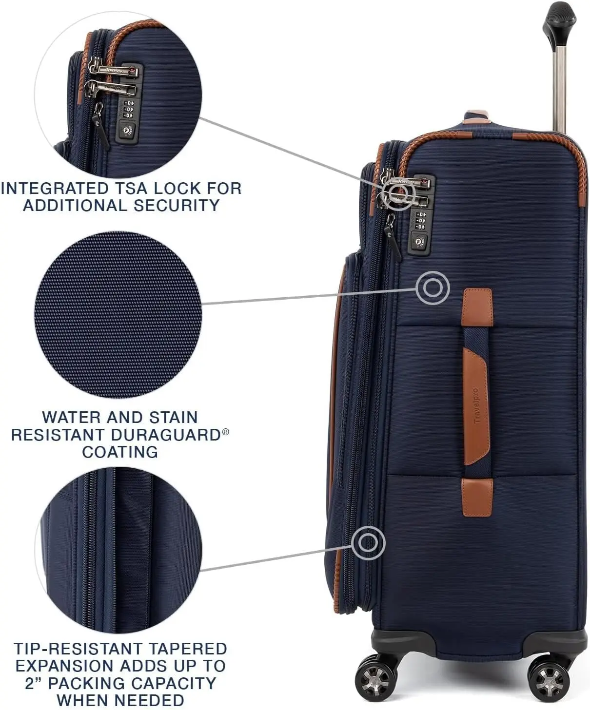 Travelpro Crew Versapack-Bagages de contrôle extensibles Softside, 8 roues tournantes, port USB, hommes et femmes, Fosot Blue