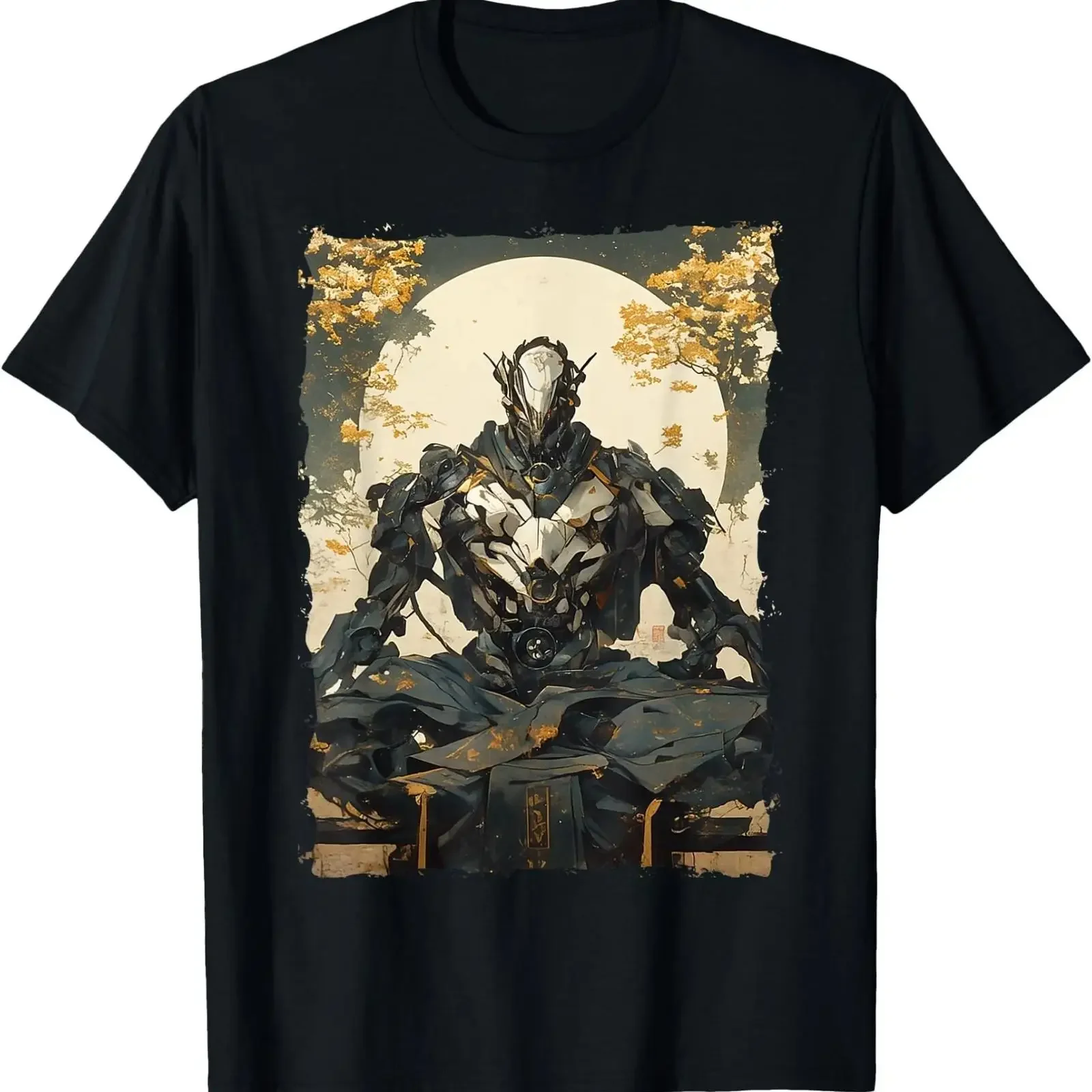 Cyber Samurai Mecha Ronin Futuristic Japan T Shirt vintage Washed designer clothes Comfortable Stretched graphic Slightly