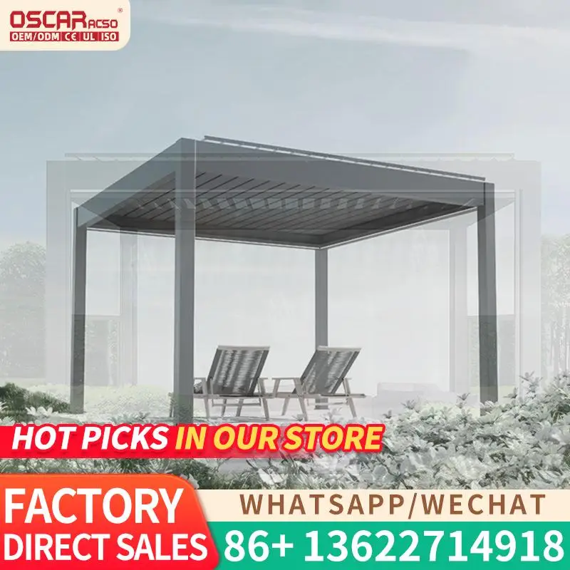 

Motorized electric folding louvered aluminum for patio garden balcony with adjustable feature and smart design pergola