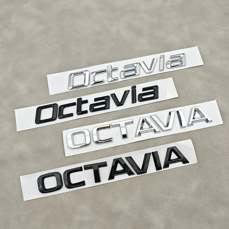 

3D ABS Chrome Balck Self Adhesive Letters Logo Octavia Badge Emblem Car Rear Trunk Sticker Auto Decals Accessories