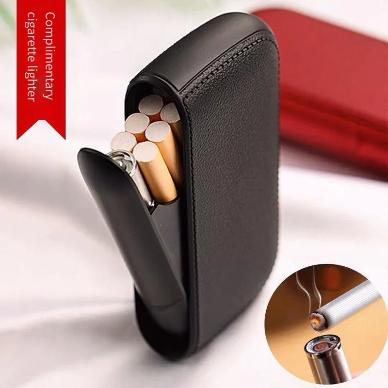 

2025New Imitation Leather Cigarette Case with USB Tungsten Electronic Lighter Cigarette Case Men's Exquisite Gift Cigarette Tool