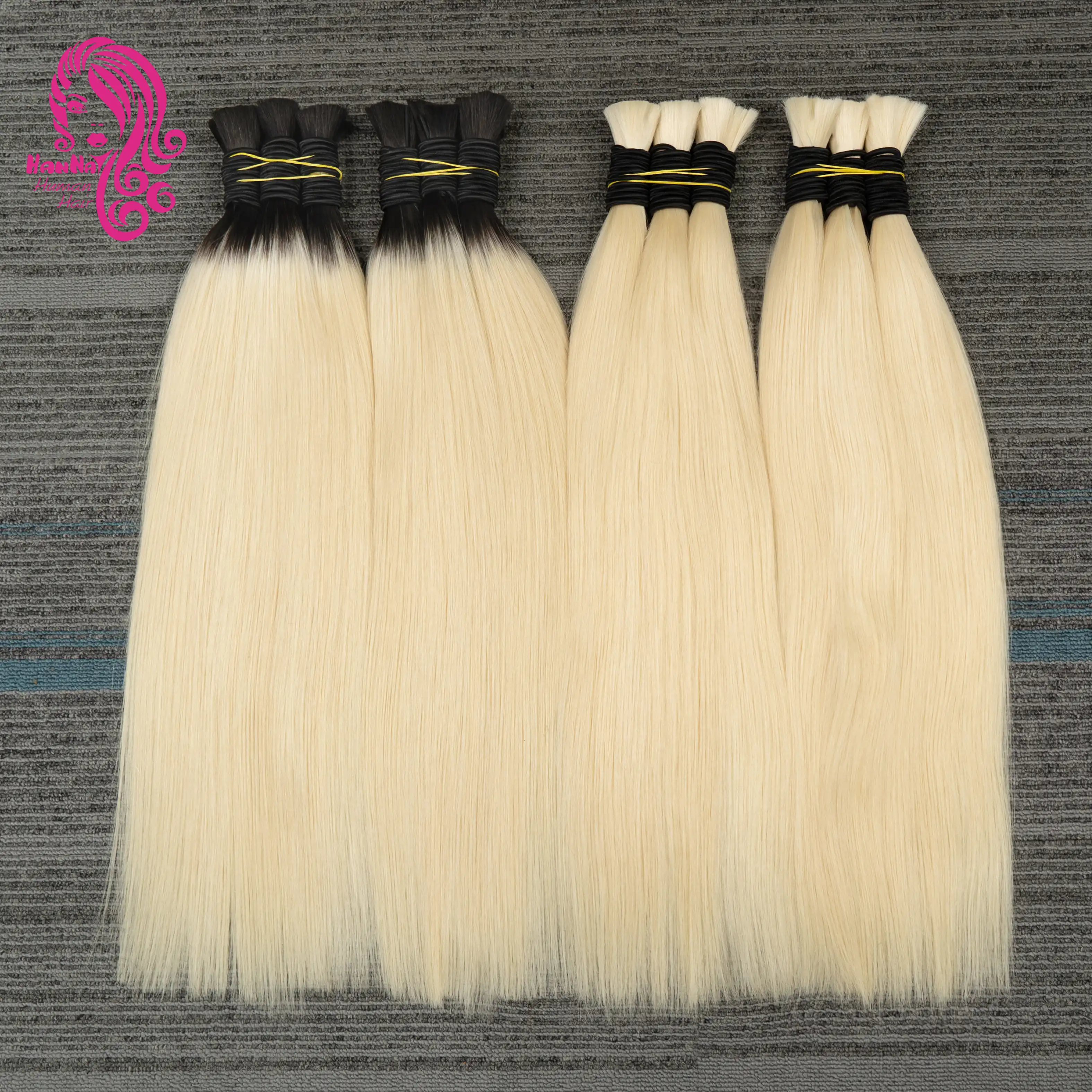 No Weft 1B613 Brazilian Virgin Original Human Hair Weave Bone Straight 100% Natual Raw Hair 613 Ombre Blonde Straight Bulk