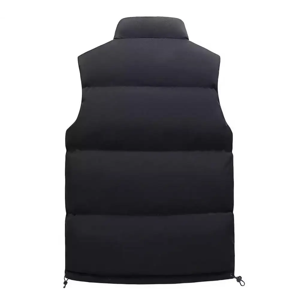 Men Cotton Vest Classic Fit Cotton Vest Men's Cotton Stand Collar Sleeveless Vest with Windproof Hem Pockets Warm Winter for Men