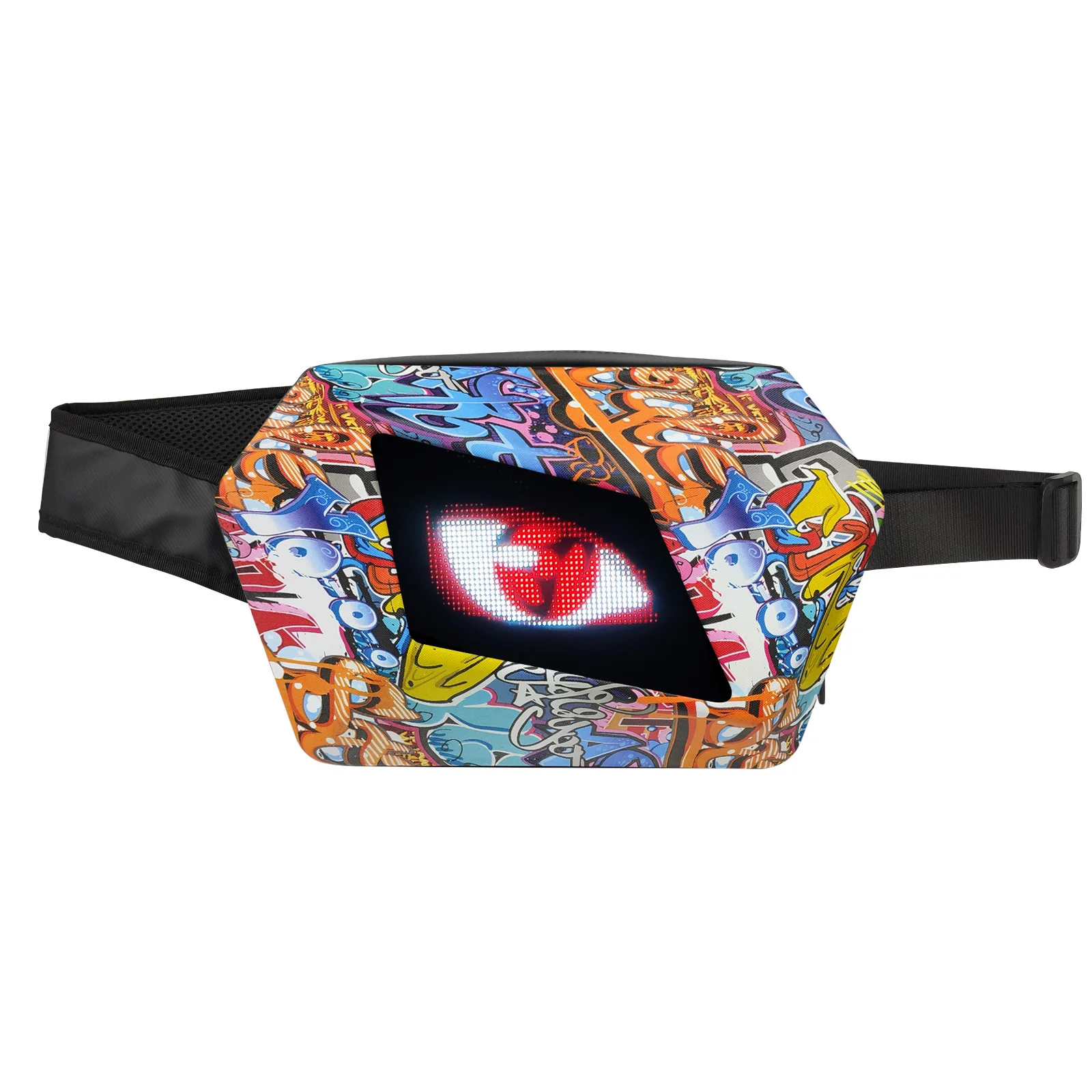 

LED Motorcycle Crossbody Bag – Graffiti Hard Shell Shoulder Bag for Riders, Light-Up Motorcycles Accessories