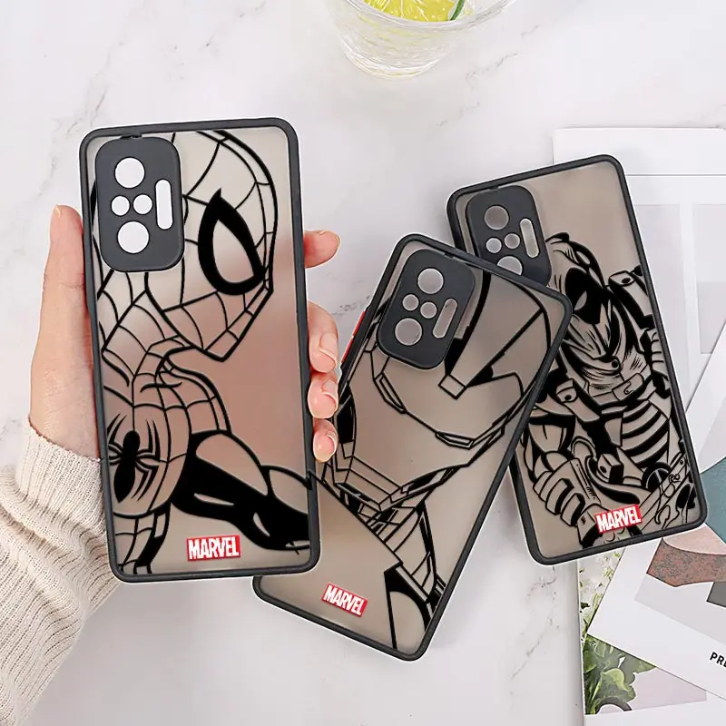 Spiderman Ironman Phone Case For Redmi Note 12s 8 9 10 11 12 Pro Plus Redmi 7A 8A 9A 9C 10C Cover Matte Clear Funda Marvel Venom