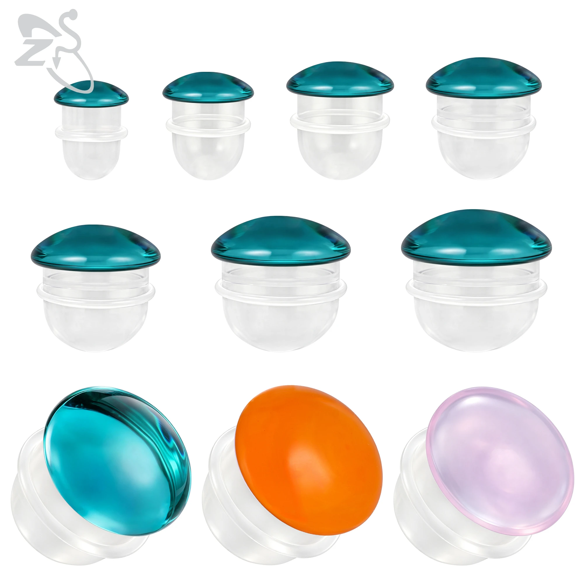 ZS 1 Piece 12MM-24MM Glass Single Flare Ear Plug And Tunnel Ears Stretcher Large Gauge Colorful Flesh Expander Piercing Jewelry