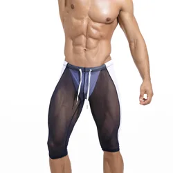 Short de Compression en maille pour hommes, legging court Transparent, séchage rapide, slim, Fitness, équitation