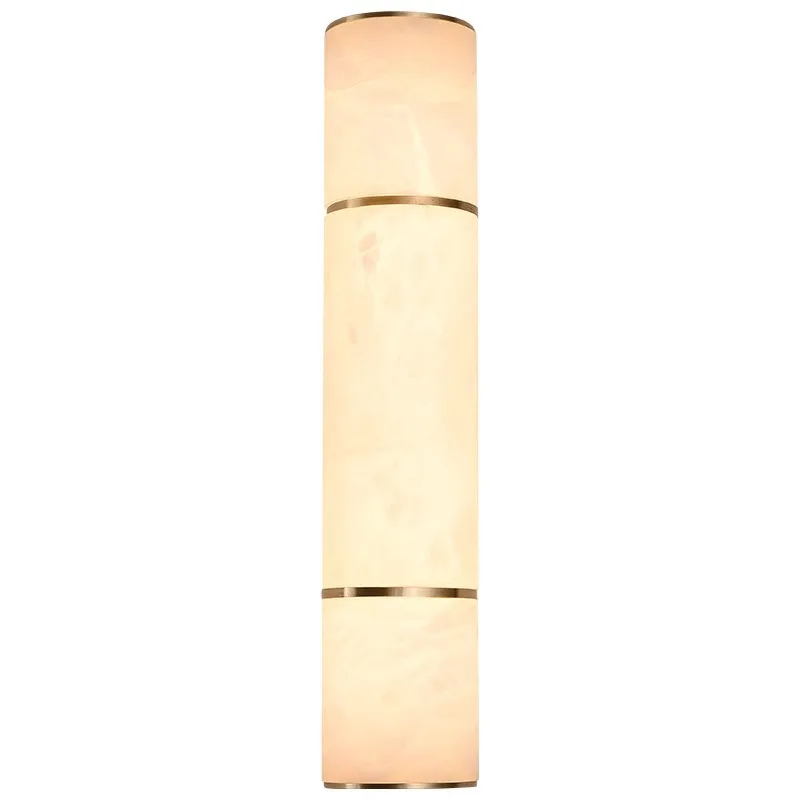 LED Long Tube Alabaster Wall Sconce Brass Frame Natural Onyx Wall Lamp for Bedroom Living Room Corridor Villa Indoor Home Decora