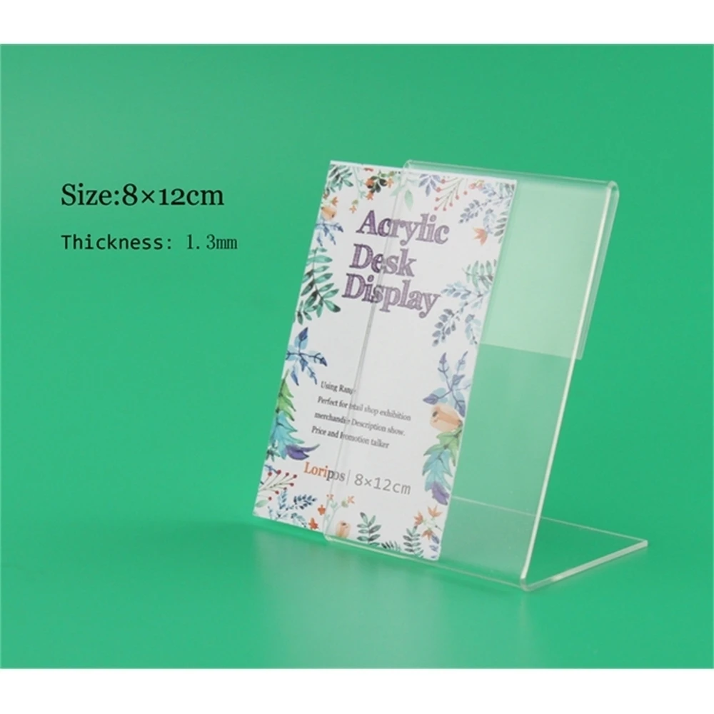 

80*120mm 50 Pcs Acrylic Desk Table Tablet Stands Sign Banner Name Card Showing Stand Acrylic Price List Label Menu Holder