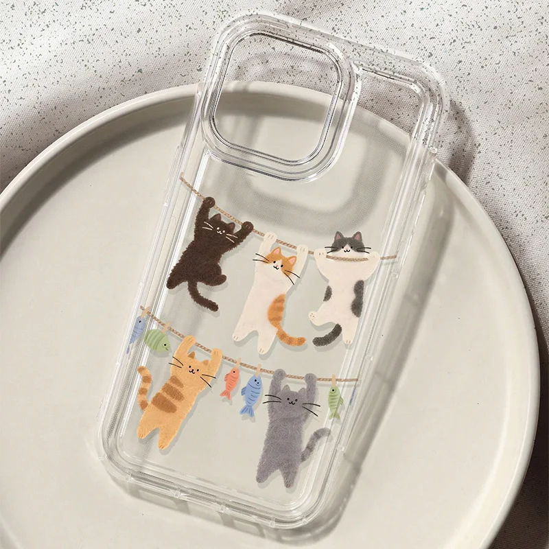 Cute Cat Print Clear Soft Phone Case For Samsung Galaxy S26 S25 S24 S23 S22 Ultra Plus S21 FE A55 A54 A53 A35 A34 A15 A05 Cover