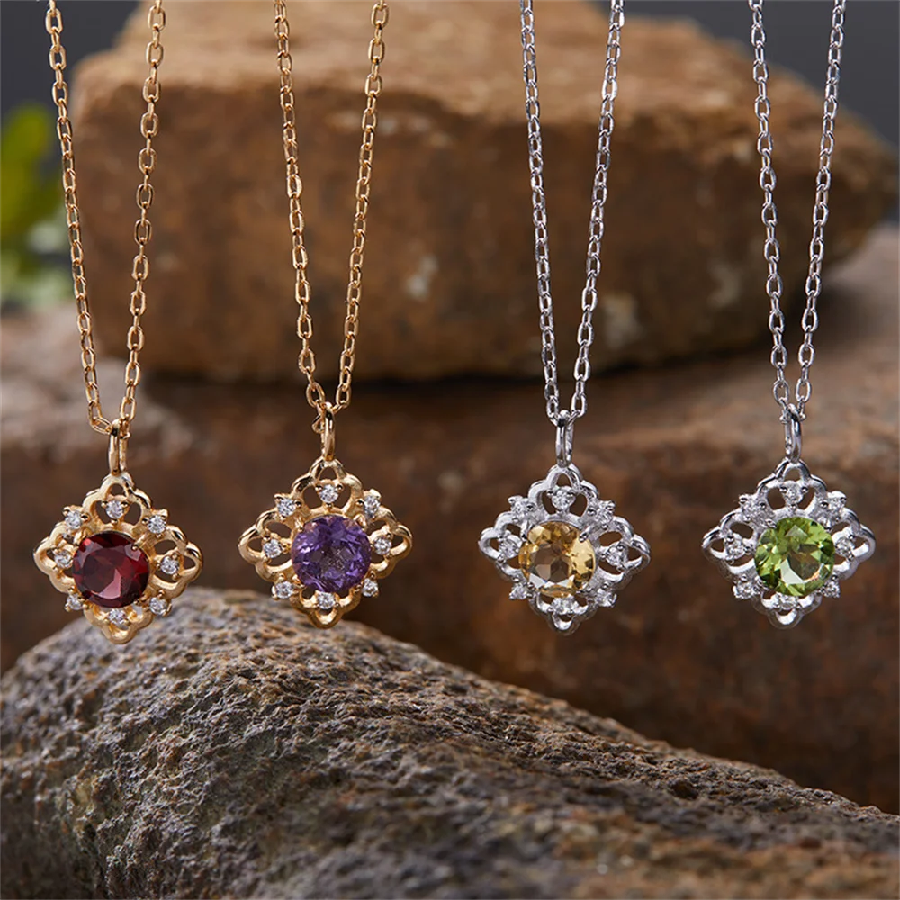 

Korean S925 Sterling Silver New Arrival Necklace, Natural Multi-Color Gemstone, Niche Design Gem Collarbone Chain for Women