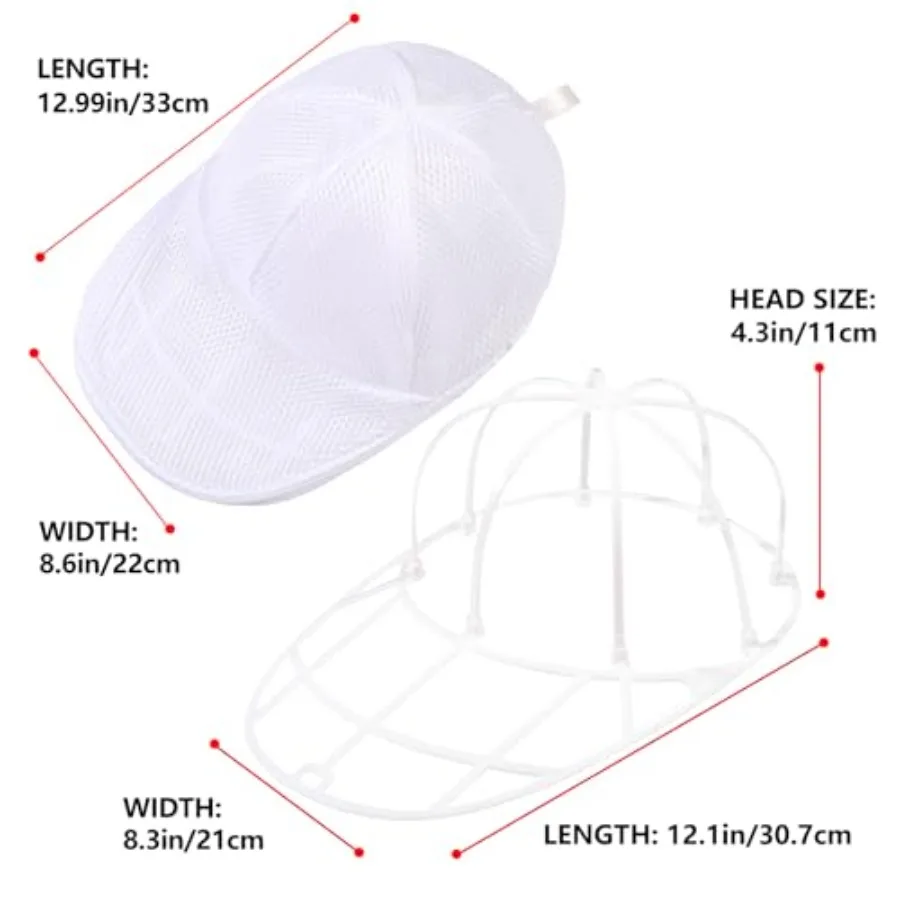 Hat Washer Cage for Baseball Caps, Durable Cap Form Holder for Washing Machine and Dishwasher Hat Cleaning Kit, White - 1 Pack