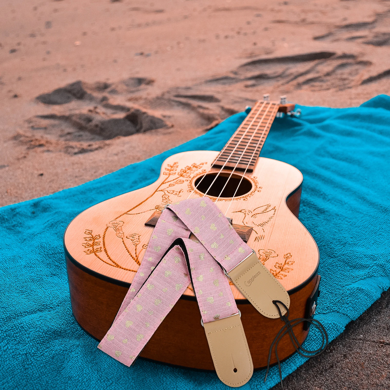 

1Pcs Pink Guitar Strap Wear-Resistant Durable Lightweight Adjustable for Electric Acoustic Bass Guitar Replacement Belt