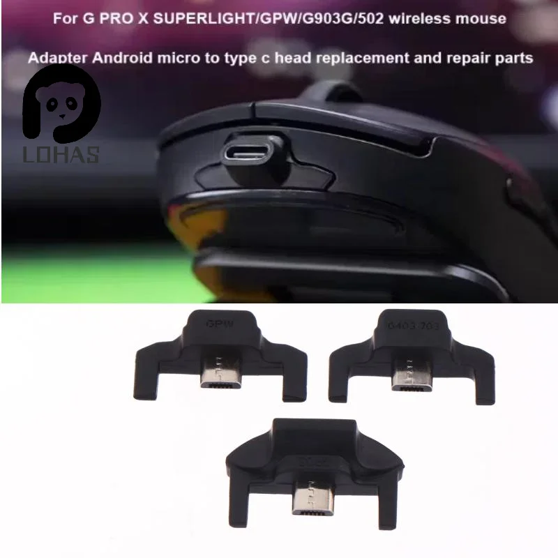 1/2Pc For GPW/G903/G502 Wireless/G703 Mouse Universal Adapter Android Micro USB Head Replacement Repair Parts