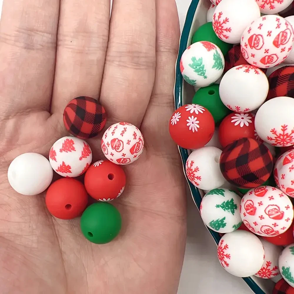 25/40PCS Christmas Themed Silicone Bead Set, Perfect for DIY Handmade Crafts Such as Keychains, Necklaces, Bracelets, Etc