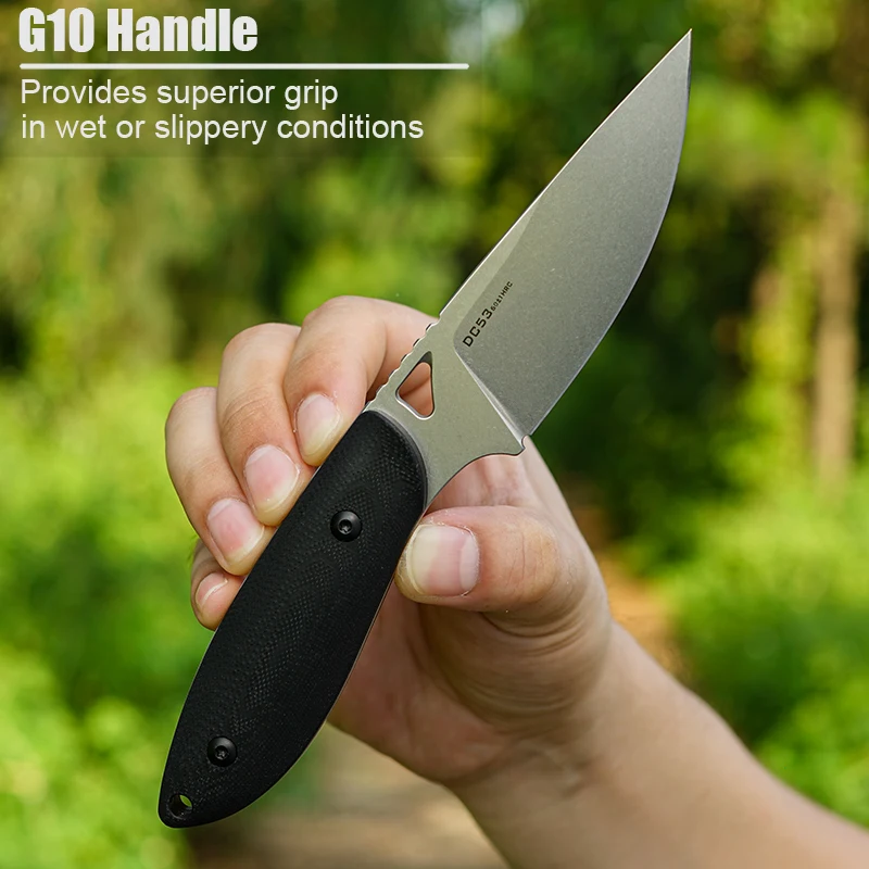 سكين ثابت G10 مقبض حاد DC53 الصلب التكتيكية البقاء على قيد الحياة الصيد في الهواء الطلق الصيد المطبخ التخييم التنزه EDC أداة السكاكين المحمولة