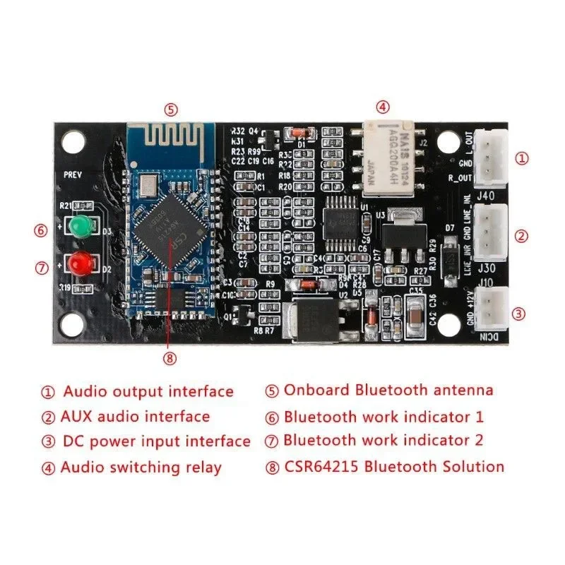 Lusya QCC3034 APT-X Wireless Lossless Bluetooth 5.0 Audio Stereo Receiver Board 6-12V A7-007