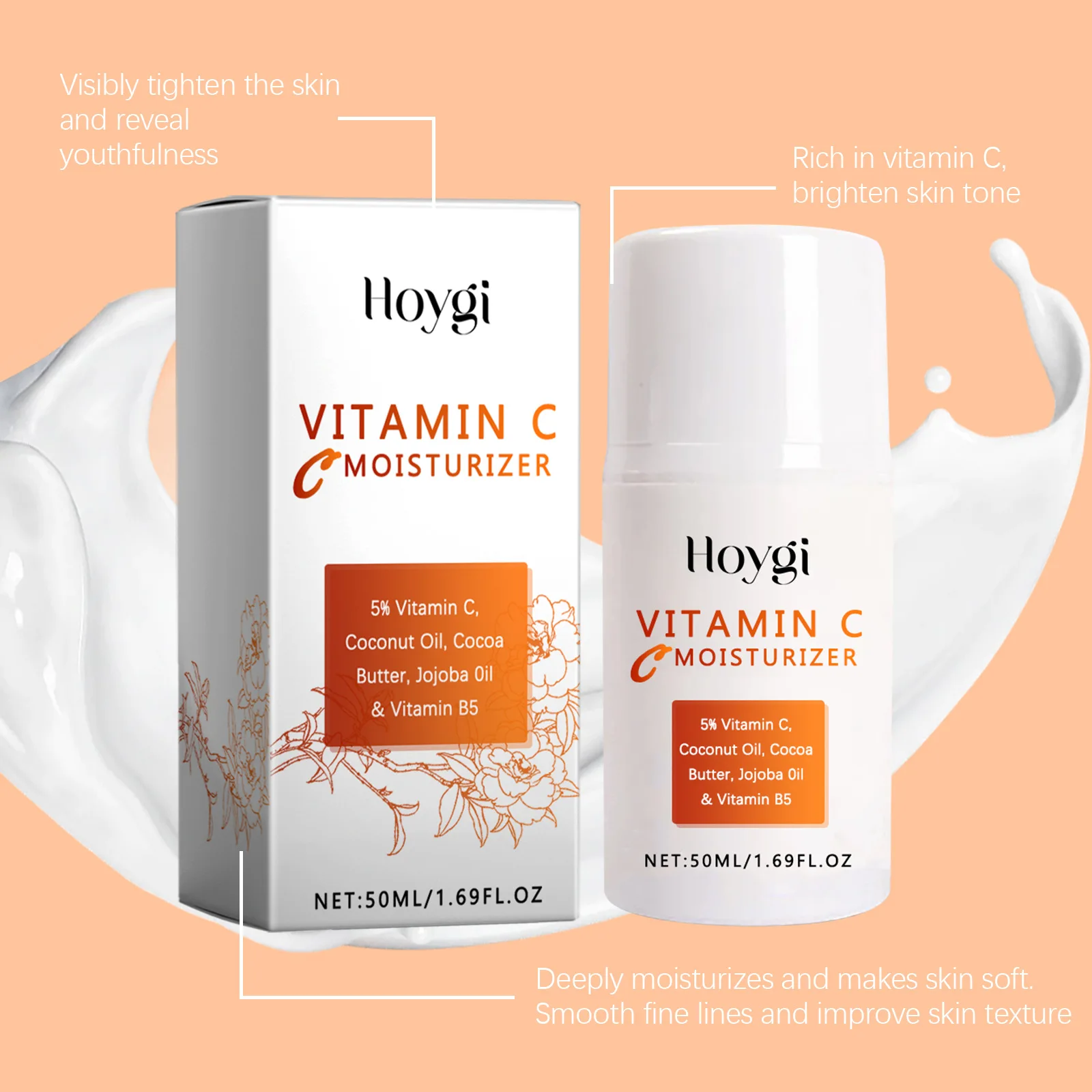 

Vitamin C Moisturizer for Clear, Fresh Skin, Anti-Aging & Brightening Formula Hydrated Complexion, Fine Line Reducing Cream