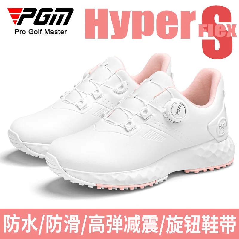 PGM Golf Women's Sneakers Waterproof Anti-Skid Rotating Lacing Lady Sports Shoes Super Soft High Elasticity XZ419