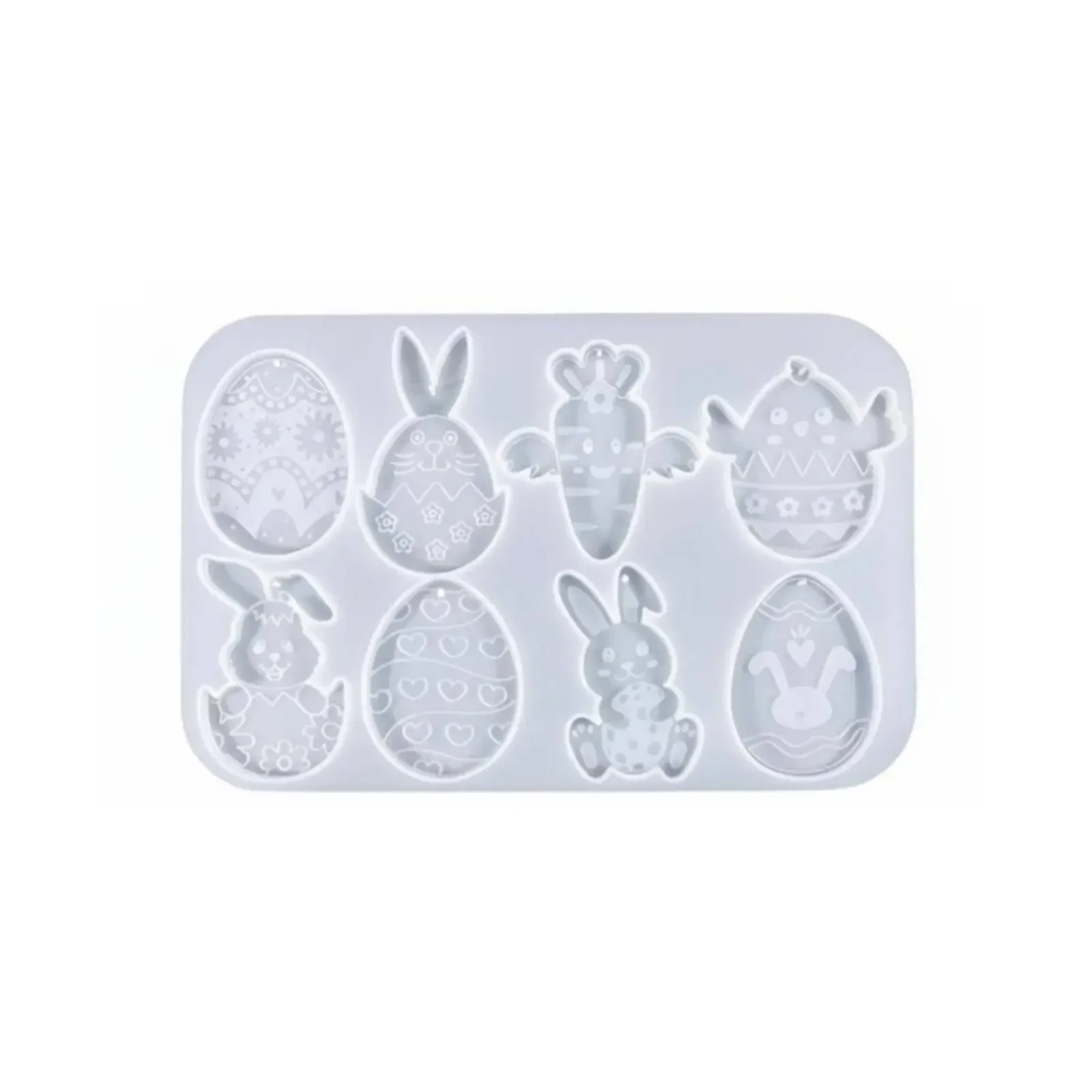 2pcs 2026 Latest Easter Cartoon Oval Rabbit Resin Mold Multi-Chamber Hanging Ornament DIY Craft Home Decor