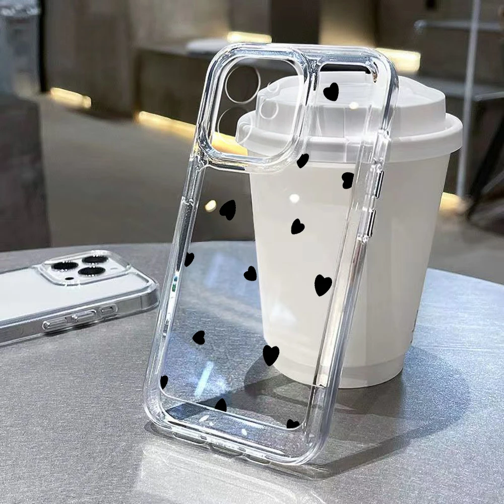 Voor iPhone 15 Pro Max Case Voor iPhone 11 Case iPhone 16 13 12 14 Pro Max XR XS X 7 8 Plus SE Liefde Hart Helder Schokbestendige Cover