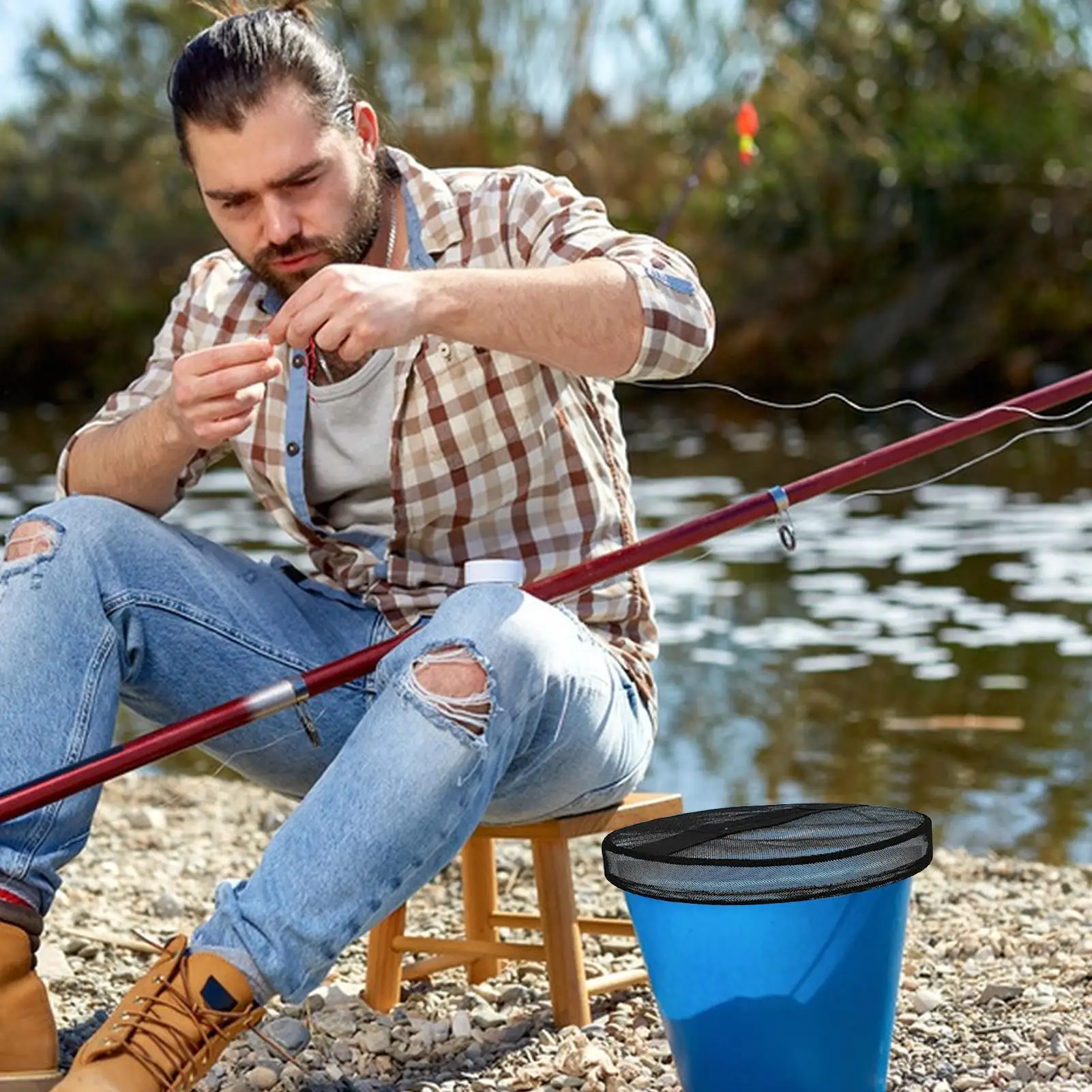 5 جالون غطاء دلو قارب سلة المهملات غطاء لصيد الأسماك الصيد القوارب اكسسوارات شبكة مرنة توبر للنفايات البحرية