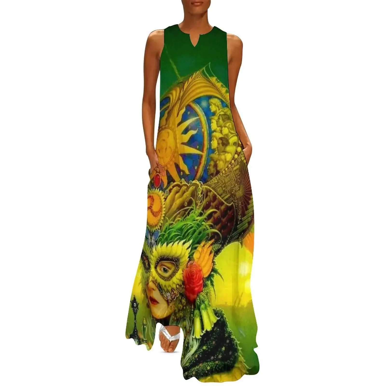

ORLEANS : Vintage Mardi Gras Costumed Print Long Dress prom dresses dresses women summer 2025 evening dresses women Dress