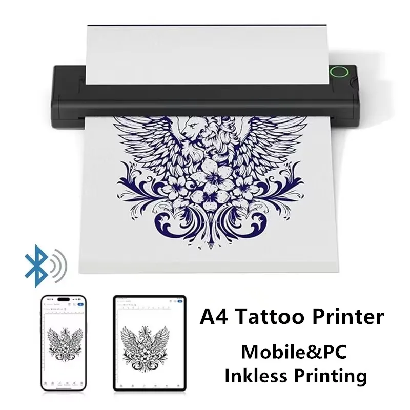 A46 Printer Tato Tanpa Tinta Portabel Mesin Transfer Stensil Tato Bluetooth Nirkabel Mesin Fotokopi Mendukung Android IOS Windows Mac