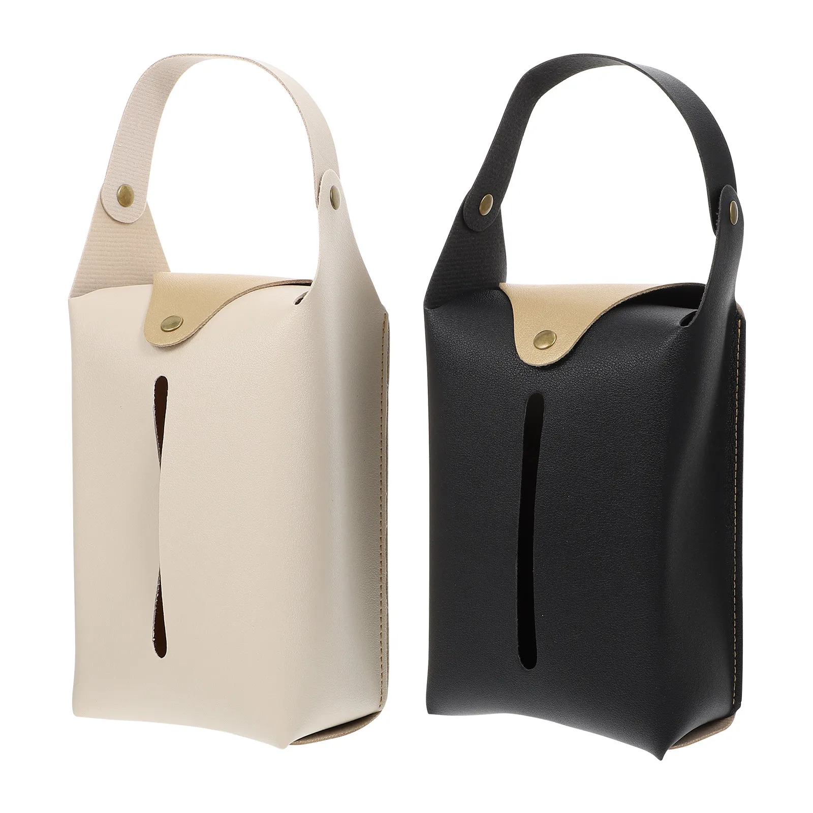 

2Pcs Exquisitely Made Tissue Holder PU Napkin Bag Smooth Pulling Design for Car Home Living Room Bedroom Office Decorative