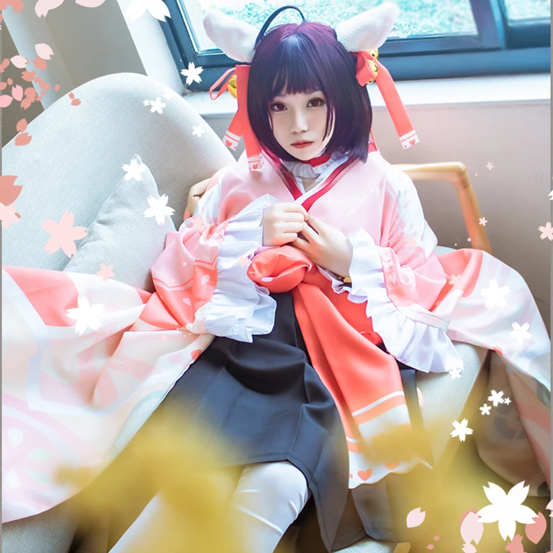 Game Majsoul/Mahjong Soul Ichihime Cosplay Costume Sweet Lovely Kimono Uniform Activity Party Role Play Clothing