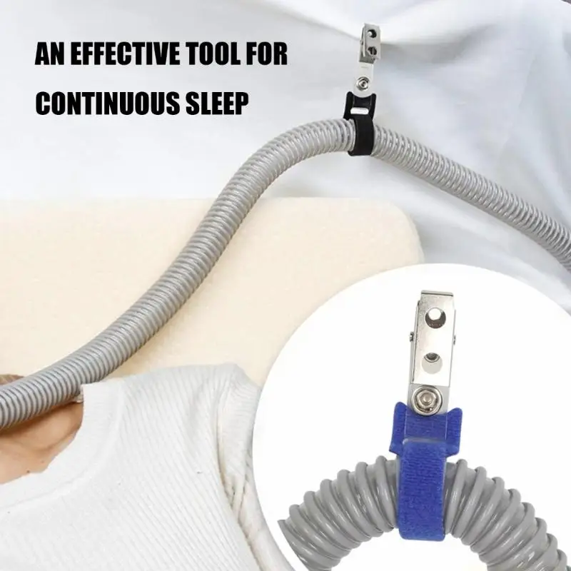Nighttime Hose Routing Holder 8 Pack for CPAP Users and Home Care Setups, Metal Clip with Hook and Loop Strap for Oxygen Tube