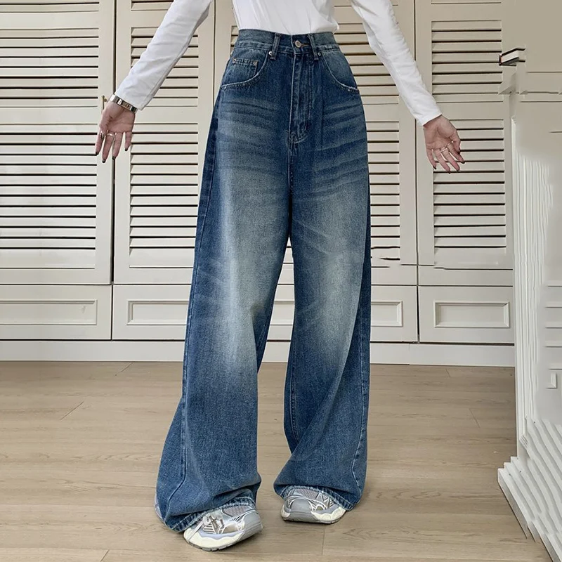 

Rimocy Streetwear Cargo Baggy Jeans Women 2024 Fashion Washed High Waist Denim Pants Woman Vintage Y2K Wide Leg Trousers Female