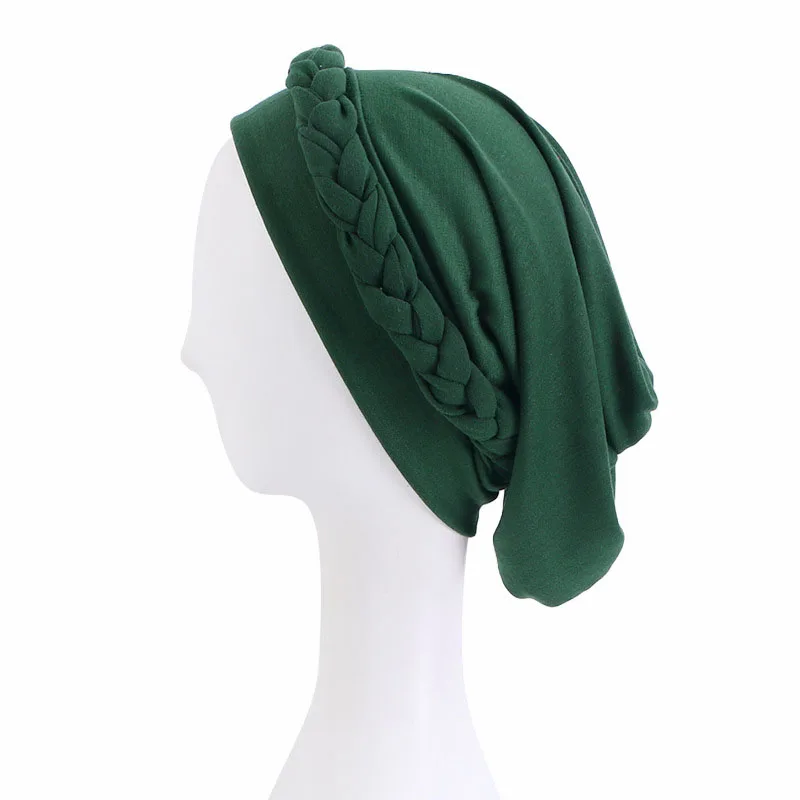 Turban indien tressé pour femmes musulmanes, bonnet Hijab, bonnet chimio, couvre-perte de cheveux islamique, écharpe de sauna Baggy, cravates de sauna africaines rondes