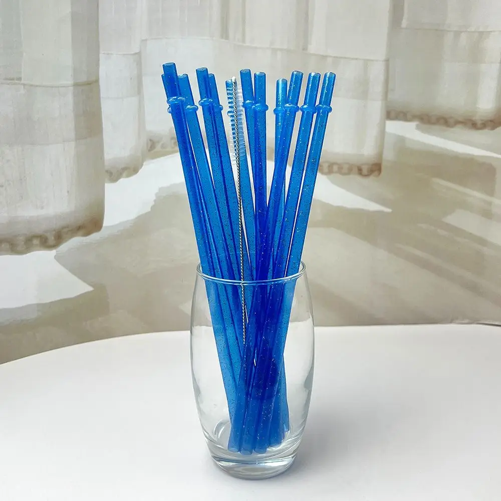 12+1 Reusable Gold Powder Plastic Straw with Cleaning Brush for  40oz/30oz/20oz Milk Tea Coffee Straw Cup Accessories