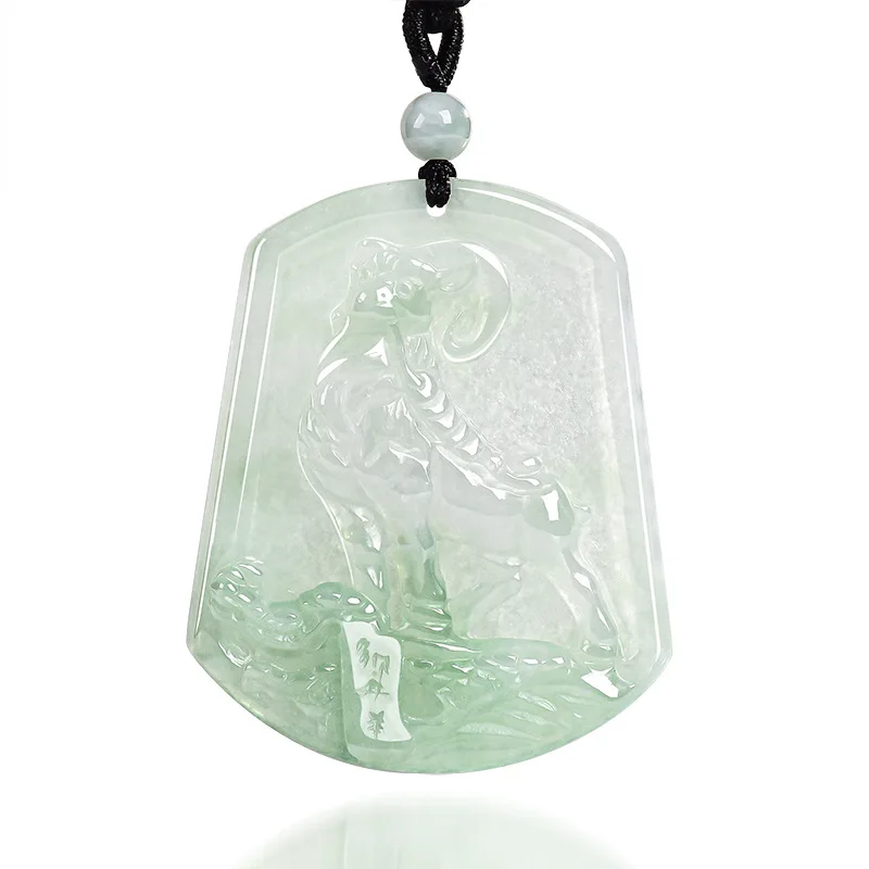 

Natural Myanmar A-grade Jadeite Sheep Pendant Lucky Zodiac Gemstone Jewelry For Men And Women Jade Amulet Drop Shipping