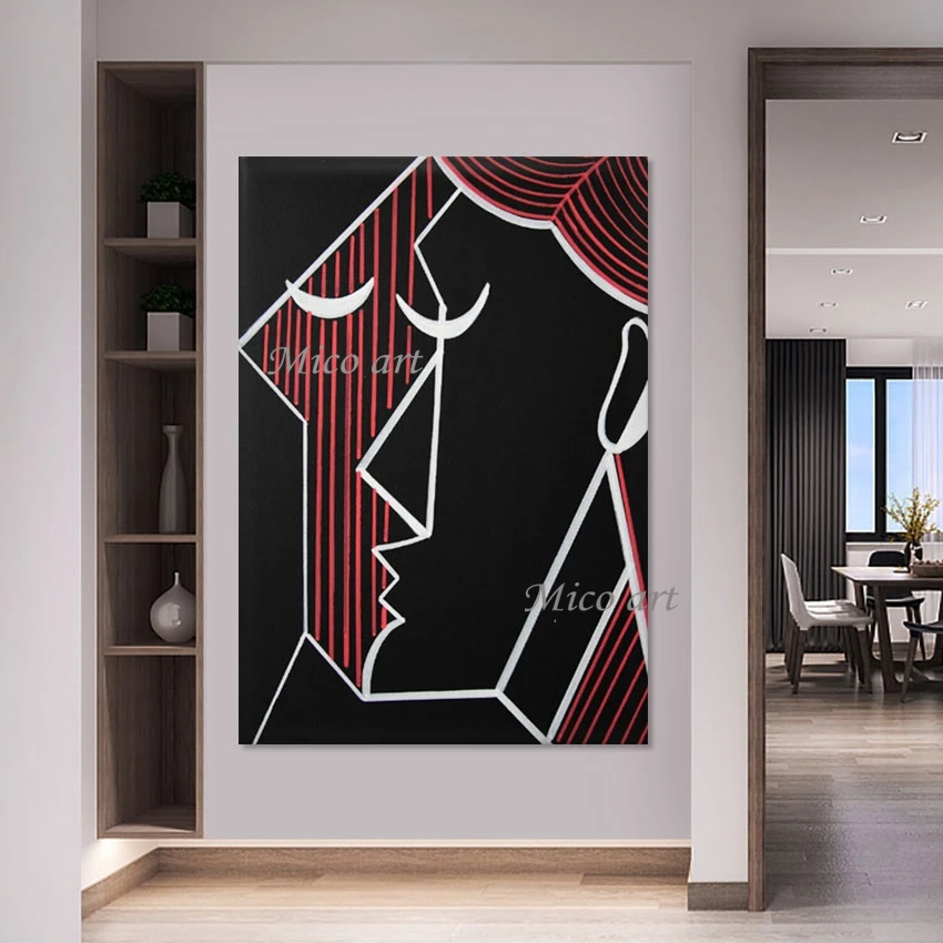 

Figure Face Abstract Simple Line Textured Design Hand Drawing Picture Canvas Art Acrylic Wall Painting Frameless Office Artwork