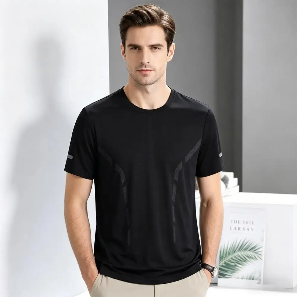 Men Quick Dry Workout Shirt Moisture Wicking Gym Tee Mesh Running Fitness Athletic Top Cooling Sport