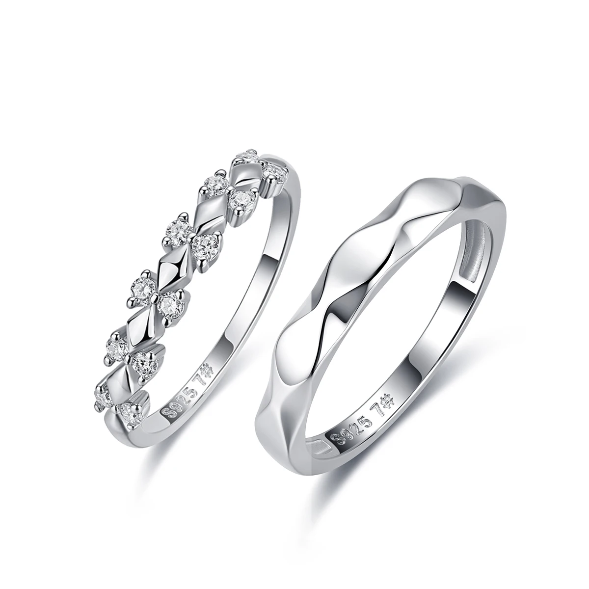 

Luxurious Style 18K White Gold Plated Round Moissanite Diamond Wedding Rings 0.19ct for Lovers Couples