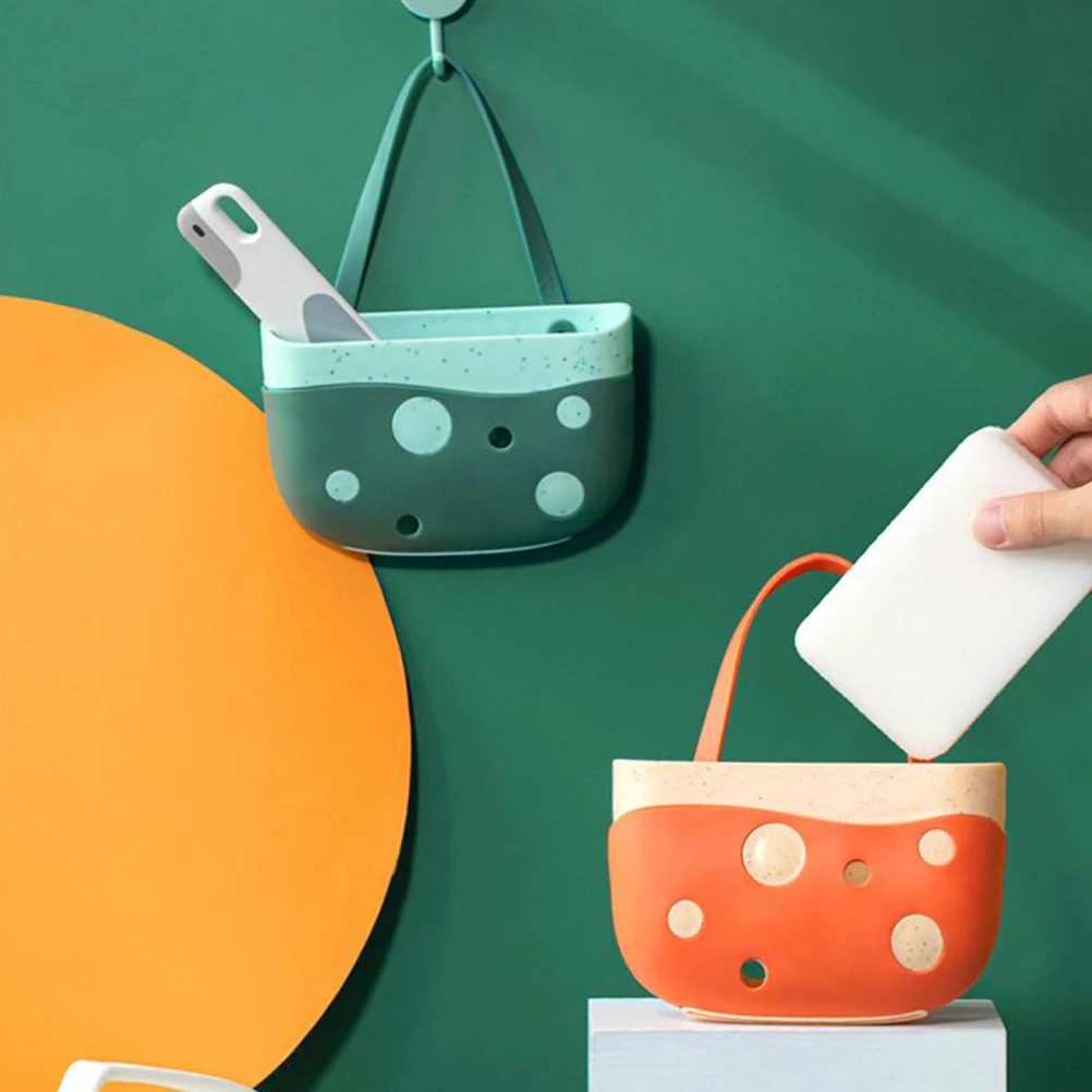

Hanging Kitchen Sink Basket Plastic Drain Rack Storage Baskets Sponge Holder Bathrooms Beautiful Practical Design