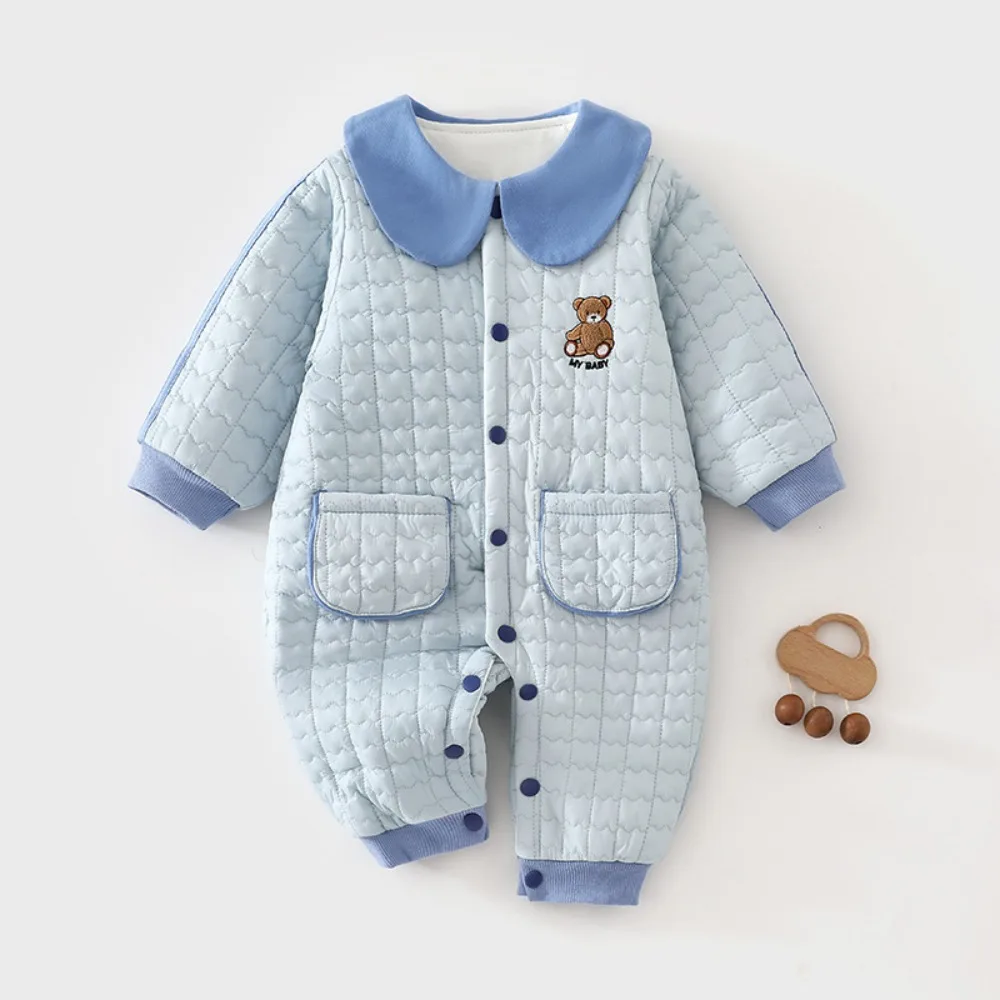 0-18 Month  Autumn and Winter Baby Jumpsuit with Three Layers of Cotton for Warmth and Thickening Newborn Cotton Jacket