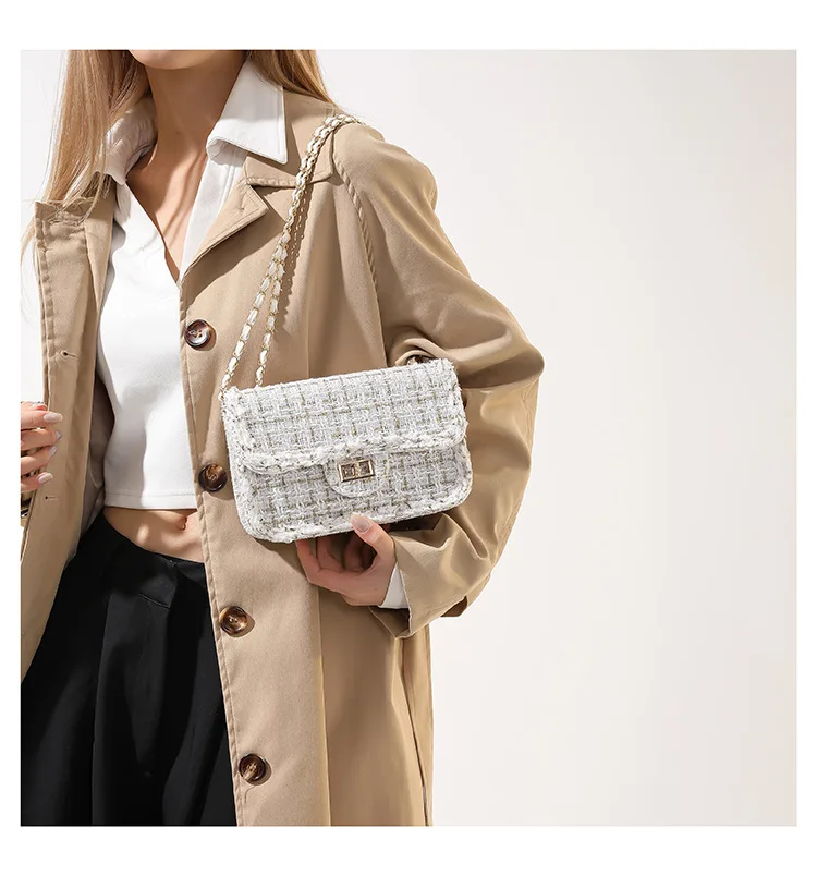 

2025 SS New Chain Woven Bag Women Niche Elegant Shoulder Crossbody Handheld Purse