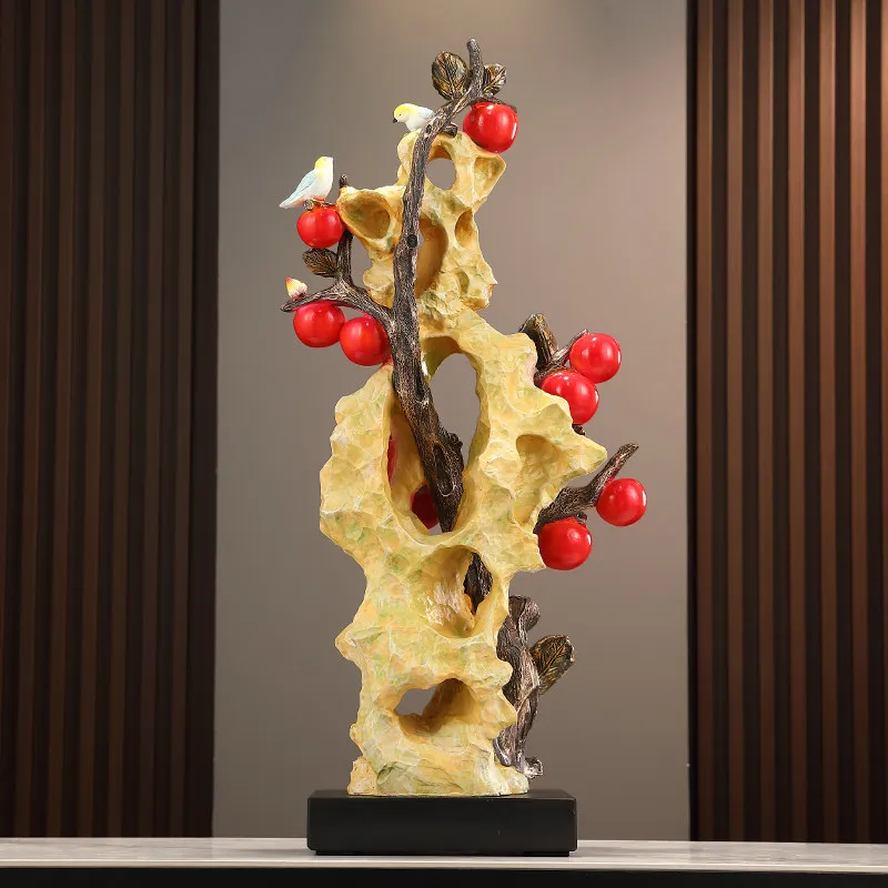 New Chinese-style persimmon Ruyi ornament living room light luxury high-end entrance auspicious decoration home goods
