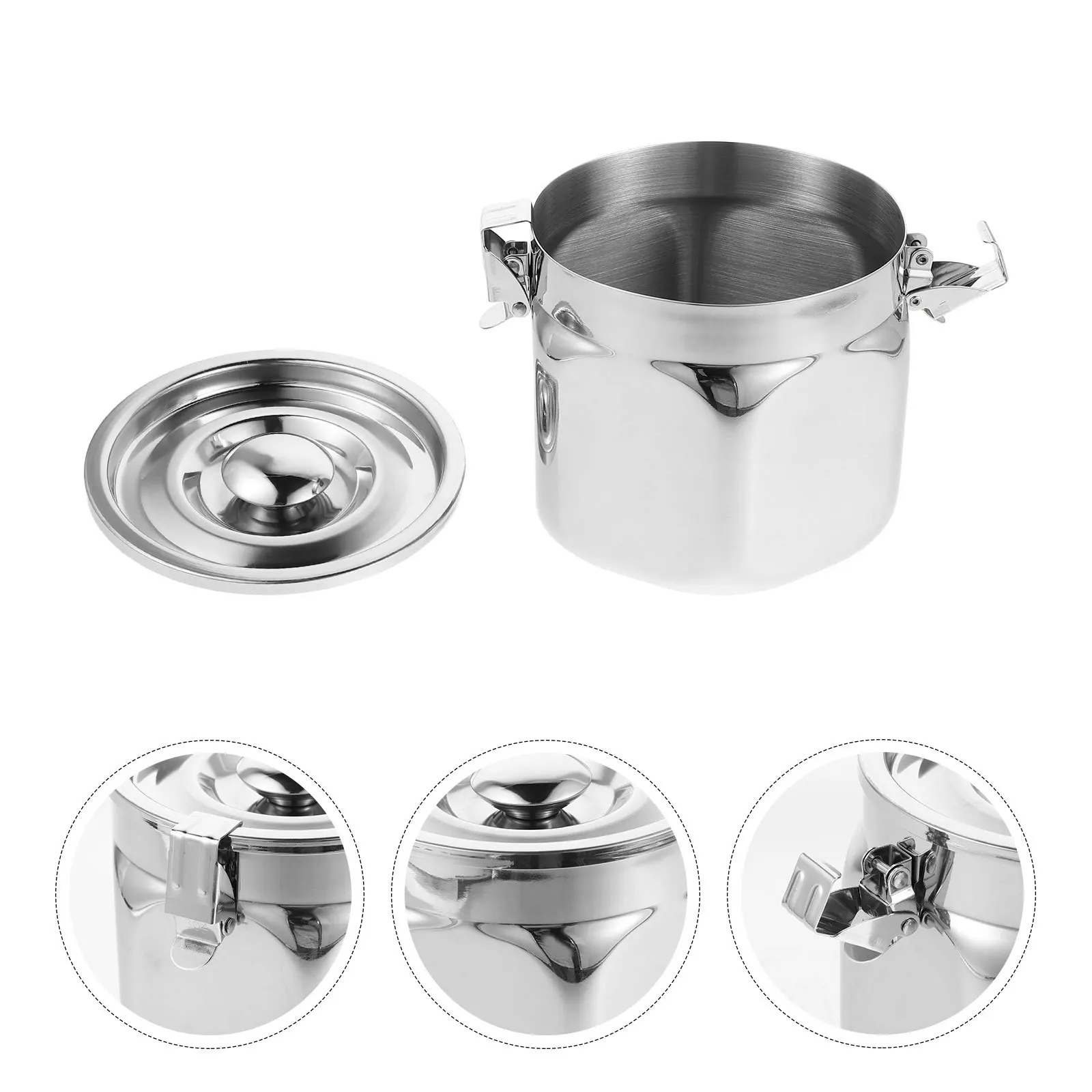 

Stainless Steel Airtight Canisters 1.5L Mirror Finish Food Storage Container Sealed Kitchen Grain Jar for Rice Tea Oil Snack