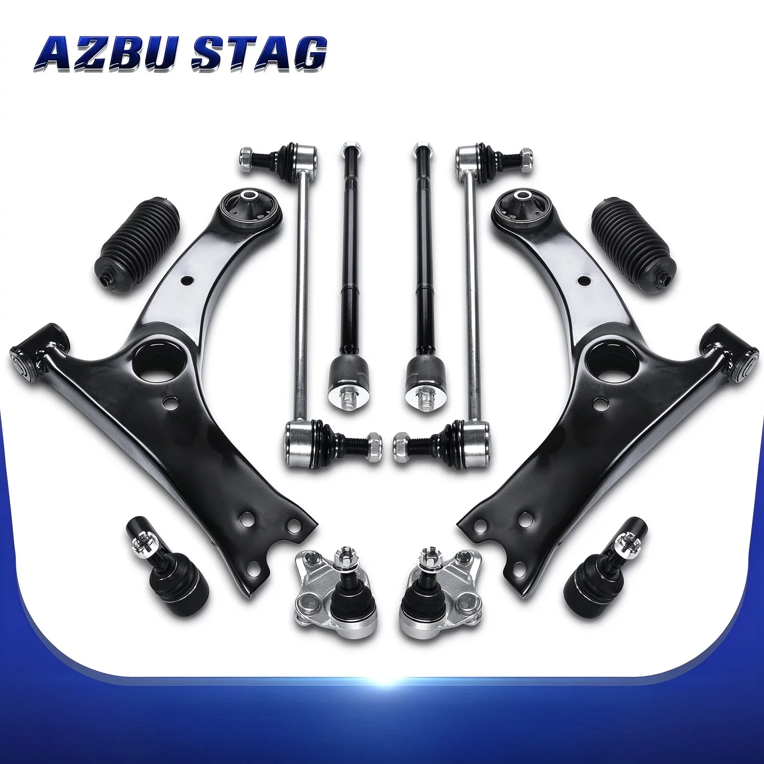 AzbuStag 12Pcs Front Lower Control Arm Ball Joint Sway Bar Link for Toyota Corolla 2009-2013