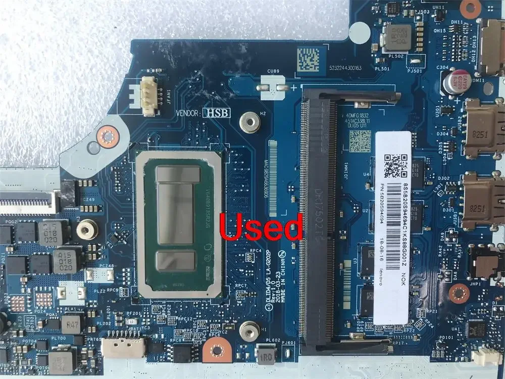 LA-G202P for Lenovo Ideapad 130-15IKB Laptop Motherboard CPU I3-6006 UMA  RAM 4G FRU 5B20S94694 5B20S94696