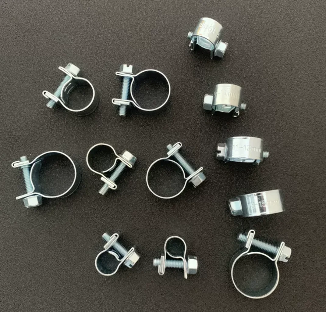 10PCS Galvanized steel heavy-duty hose clamp for automotive oil lines and fuel lines